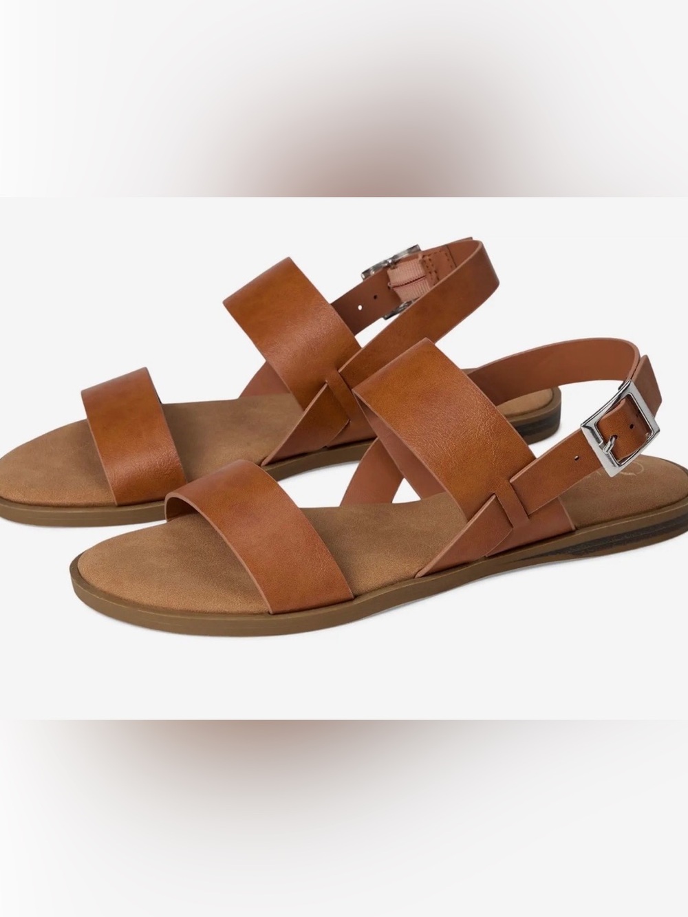 Journee Collection Brown Strappy Lavine Flat Sandals Sz 9.5